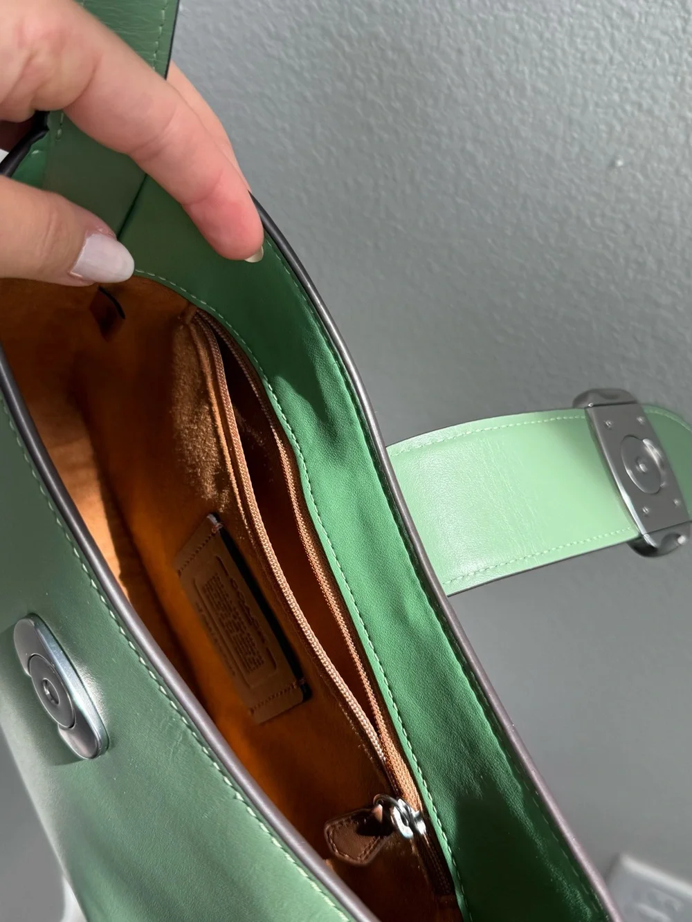 Coach Eliza Mint Green Shoulder Bag with Silver Hardware